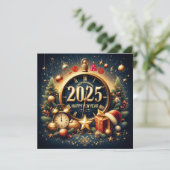 Tijdloze schatten: 2025 in Gouden Splen Feestdagenkaart (Staand voorkant)