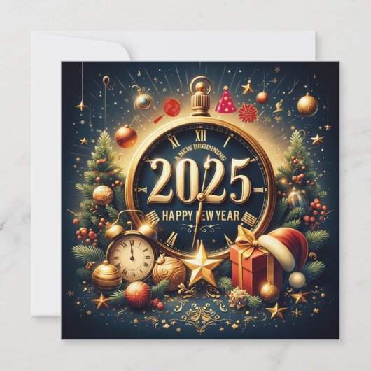 Tijdloze schatten: 2025 in Gouden Splen Feestdagenkaart (Voorkant)