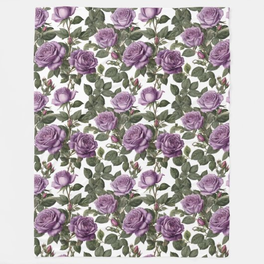 Tijdloze schoonheid: Paarse provinciale  Rozen Fleece Deken (Voorkant)