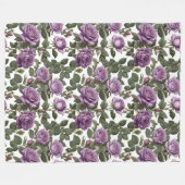 Tijdloze schoonheid: Paarse provinciale  Rozen Fleece Deken (Voorkant (Horizontaal))