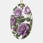 Tijdloze schoonheid: Paarse provinciale  Rozen Keramisch Ornament (Links)