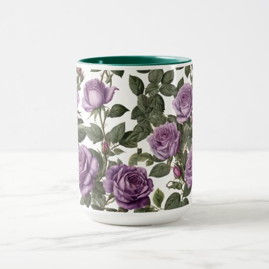 Tijdloze schoonheid: Paarse provinciale  Rozen Mok (Midden)