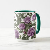 Tijdloze schoonheid: Paarse provinciale  Rozen Mok (Voorkant rechts)