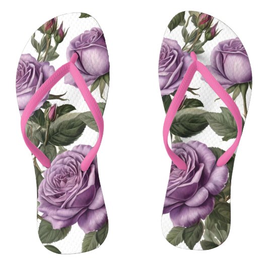 Tijdloze schoonheid: Paarse provinciale Rozen Teenslippers (Voetbed)