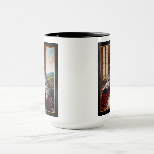 Tijdloze schoonheid van een majestueuze dame met e mok (Midden)