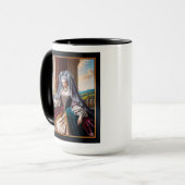 Tijdloze schoonheid van een majestueuze dame met e mok (Voorkant links)