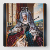 Tijdloze schoonheid van een majestueuze dame met e vierkante klok (Voorkant)