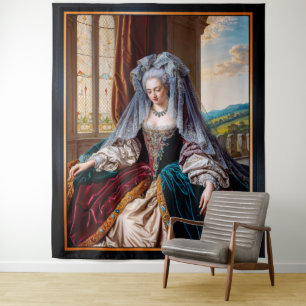 Tijdloze schoonheid van een majestueuze dame met e wandkleed
