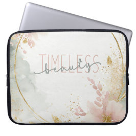 Tijdloze schoonheid – Zalara Luxe Tan & Gold Marbl Laptop Sleeve
