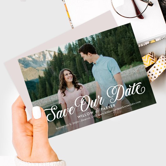 Tijdloze Script Bewerkbare Kleur Save The Date Kaa Kaart