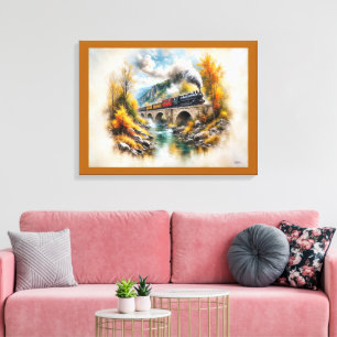 Tijdloze spoorwegontsnapping / Schilderachtig herf Canvas Afdruk