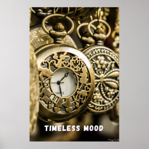 Tijdloze stemming: Vintage bronzen zakhorloge kuns Poster