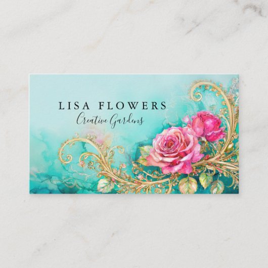 Tijdloze  stijl Roos Visitekaartjes (Voorkant)