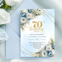 Tijdloze stoffige blauwe bloemen gouden lijst 70e 