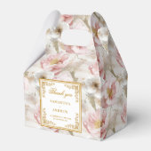 Tijdloze stoffige roze ivoren bloemenbruiloftsguns bedankdoosjes (Voorkant Zijde)