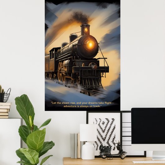 Tijdloze stoom: de majesteit van klassieke treinen poster (Thuiskantoor)