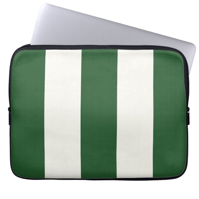 Tijdloze Strepen Groen Wit Laptop Sleeve (Voorkant)