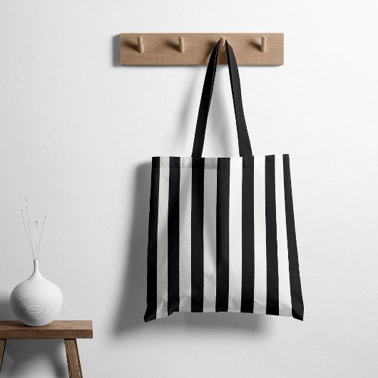 Tijdloze Strepen Zwart & Wit Tote Bag