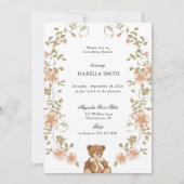 Tijdloze teddybeer babyshower kaart (Voorkant)