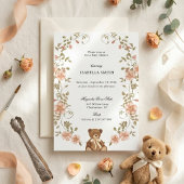 Tijdloze teddybeer babyshower kaart