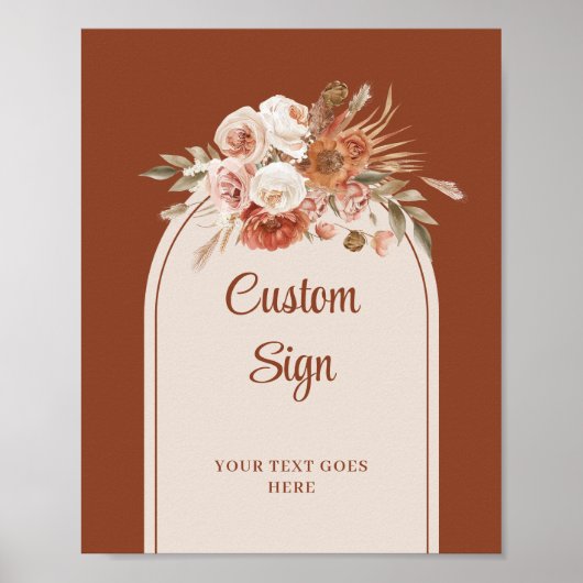 Tijdloze Terracotta Pampas Sage Boho Floral Custom Poster (Voorkant)