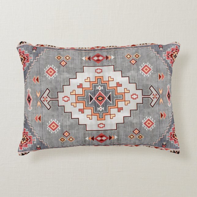 Tijdloze Threads: Erfgoed Boho Marokkaanse geometr Accent Kussen (Voorkant)