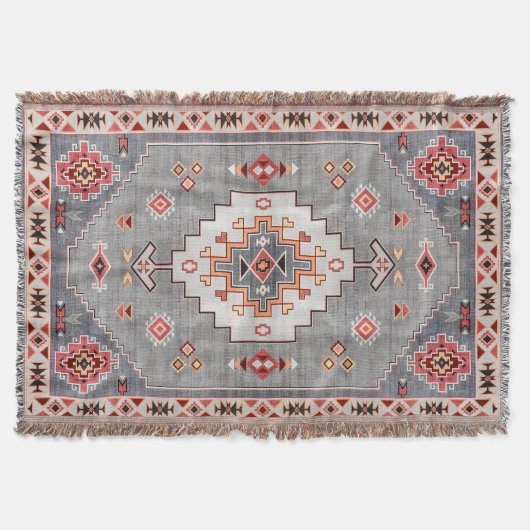 Tijdloze Threads: Erfgoed Boho Marokkaanse geometr Deken (Voorkant)