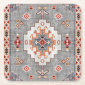 Tijdloze Threads: Erfgoed Boho Marokkaanse geometr Kartonnen Onderzetters (Voorkant)