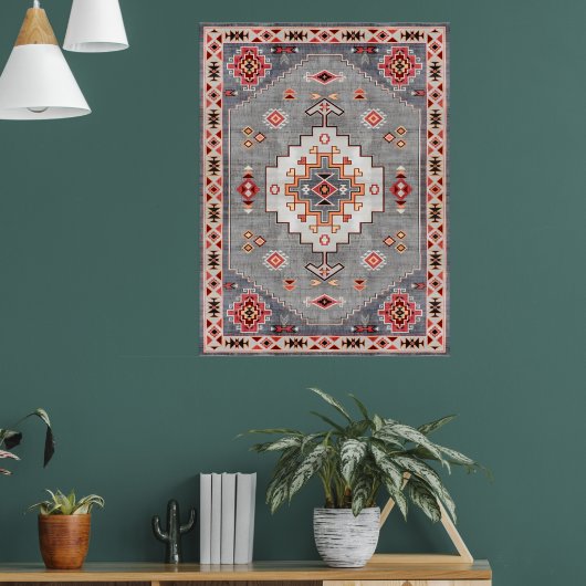 Tijdloze Threads: Erfgoed Boho Marokkaanse geometr Poster (Woonkamer 1)