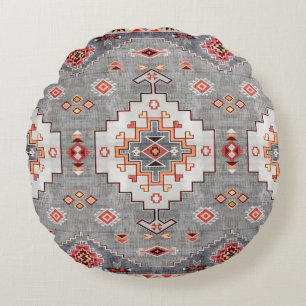 Tijdloze Threads: Erfgoed Boho Marokkaanse geometr Rond Kussen