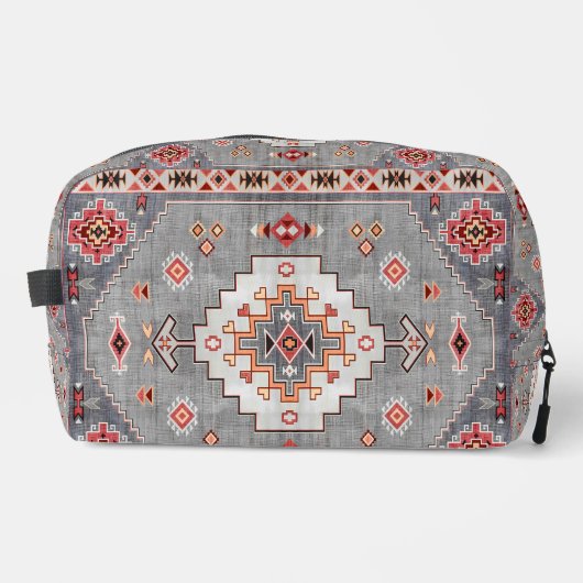 Tijdloze Threads: Erfgoed Boho Marokkaanse geometr Toilettasje (Voorkant)