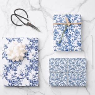 Tijdloze Toile Blauwe 3 Inpakpapier Vel
