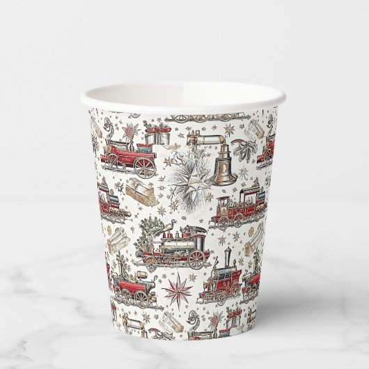 Tijdloze  trein: feestelijk papieren bekers (Links)