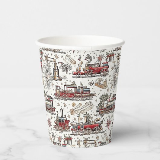 Tijdloze  trein: feestelijk papieren bekers (Rechts)