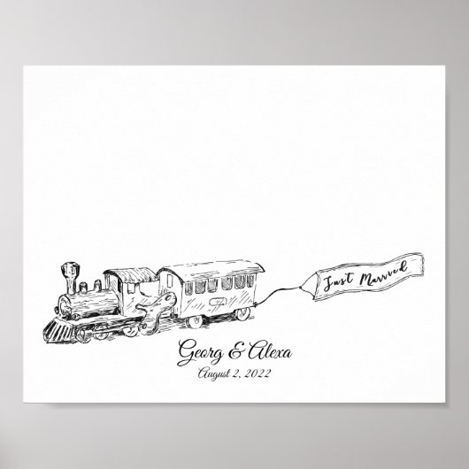 Tijdloze trein vingerafdruk Gastenboek Poster (Voorkant)