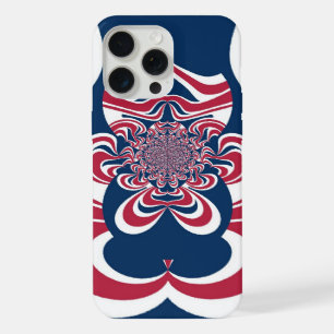 Tijdloze Trend: Blauwe, Rode & Witte Kaleidoscoop iPhone 15 Pro Max Hoesje