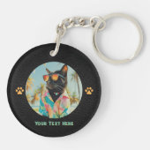 Tijdloze Tropical Cat Attitude Round Sleutelhanger (Achterkant)