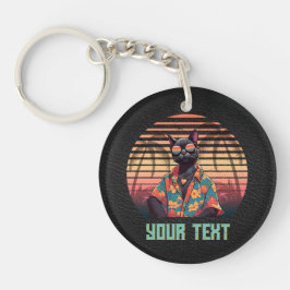 Tijdloze Tropical Cat Attitude Round Sleutelhanger