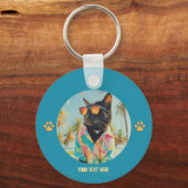 Tijdloze Tropical Cat Attitude Round Sleutelhanger (Achterkant)