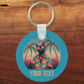 Tijdloze Tropical Cat Attitude Round Sleutelhanger (Voorkant)