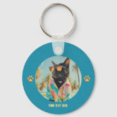 Tijdloze Tropical Cat Attitude Round Sleutelhanger (Achterkant)