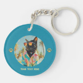 Tijdloze Tropical Cat Attitude Round Sleutelhanger (Achterkant)