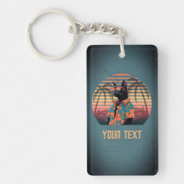 Tijdloze Tropische Kattenattitude Vintage Stijl Sleutelhanger