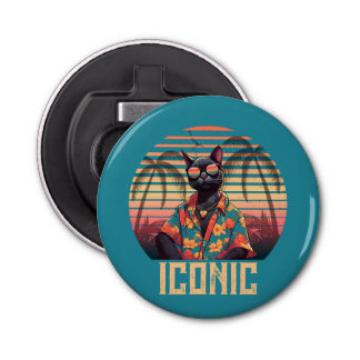 Tijdloze tropische kattenhouding button flesopener