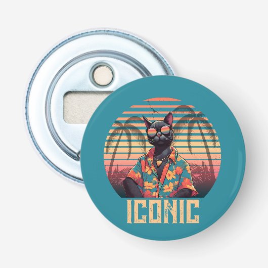 Tijdloze tropische kattenhouding button flesopener (Voorkant)