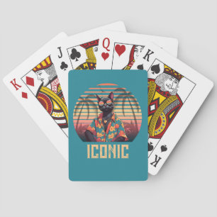Tijdloze tropische kattenhouding pokerkaarten