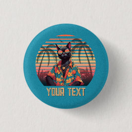 Tijdloze tropische kattenhouding ronde button 3,2 cm