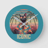 Tijdloze tropische kattenhouding ronde klok (Voorkant)