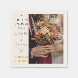Tijdloze Trouwceremonie Bloemen Foto Papier Servet