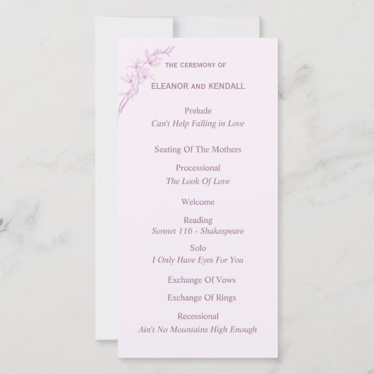 Tijdloze Trouwprogramma Bloem (Voorkant)